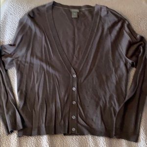 Ann Taylor Gray Shimmer Cardigan Sweater XL